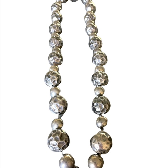 Vintage Sterling Hammered Bead Necklace - Picture 12 of 16